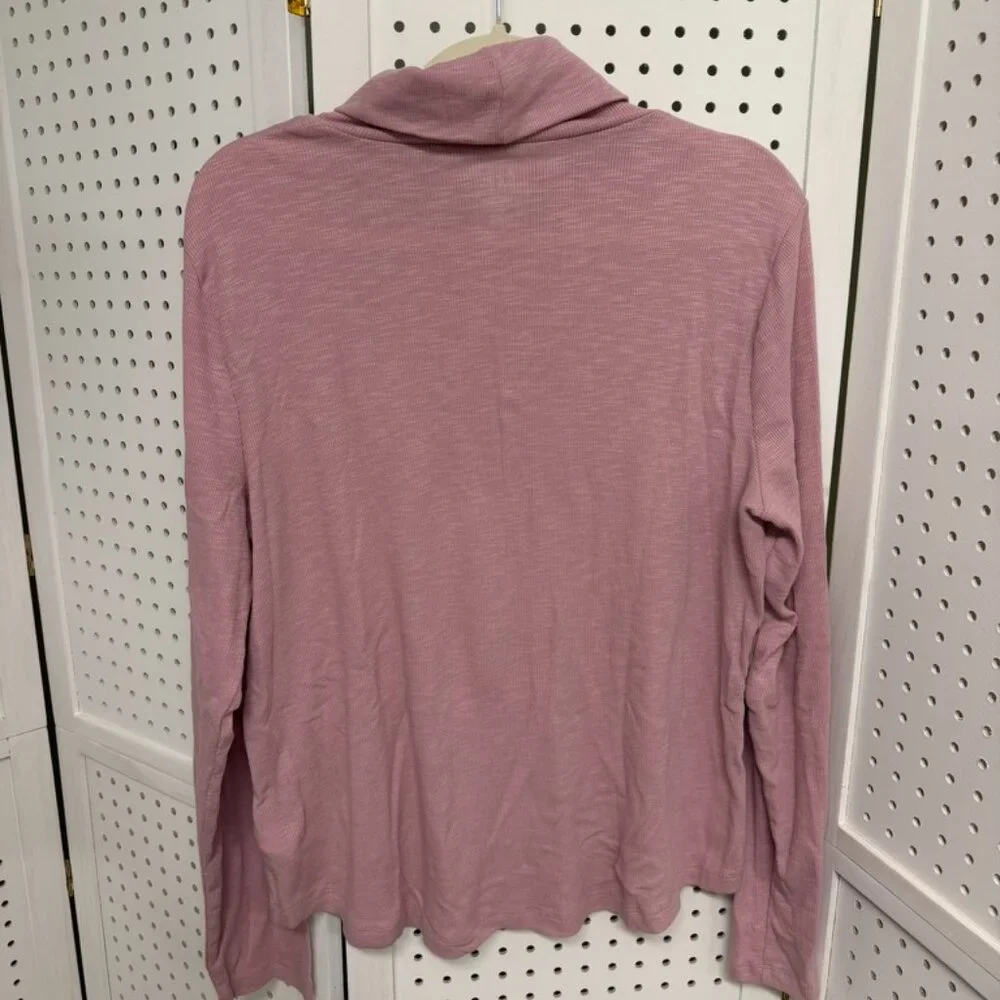 Gap Essentials Turtle Neck Ribbed Long Sleeve T-shirt Womens XL Mauve Pink - Picture 2 of 7